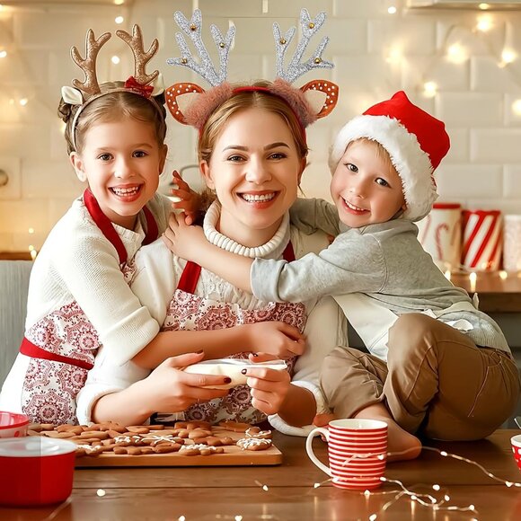 Christmas Reindeer Antlers Headband Xmas Silver Glitter Antlers Headband with Go - Picture 4 of 7